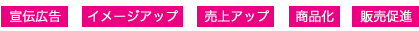 広告宣伝、イメージアップ、売上アップ、商品化、販売促進